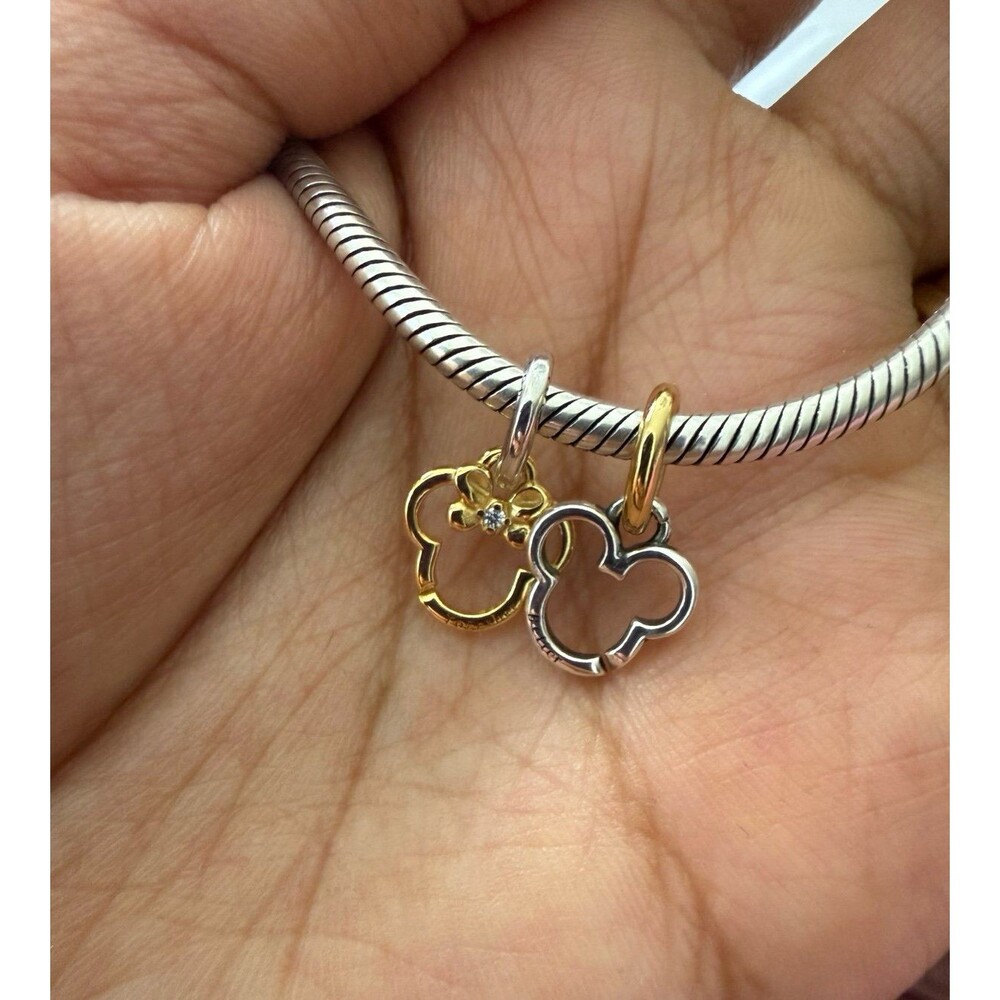 New Two-Tone Mickey & Minnie Splittable Dangle Charm Set